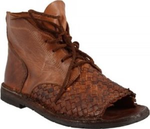 Leonardo Shoes Kotníkové boty 9664 WASH 538 Hnědá