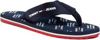 Žabky Tommy Jeans Print Beach Sandal EM0EM00451 Tmavomodrá