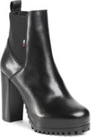 Polokozačky Tommy Jeans Essenstial Cleated Heeled Boot EN0EN01075 Černá