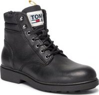 Kozačky Tommy Jeans Casual Leather Boot EM0EM00314 Černá