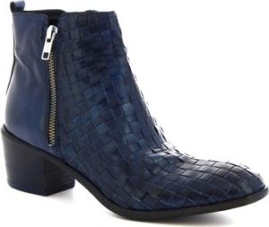 Leonardo Shoes Kotníkové kozačky K5258 BLU INTRECCIO Modrá