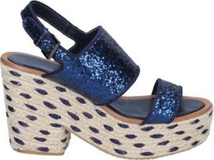 Sara Lopez Espadrilky sandali blu Glitter tessuto BS147 Modrá