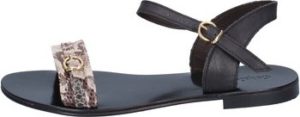 Calpierre Sandály sandali beige pelle nero BZ843 Béžová